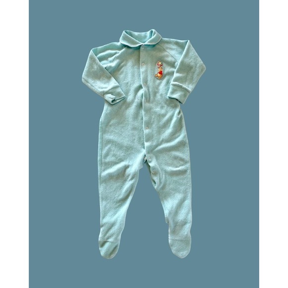 Other - Vintage Winnie the Pooh Fleece Footed Pajamas, Teal Sleeper, 18 Months
